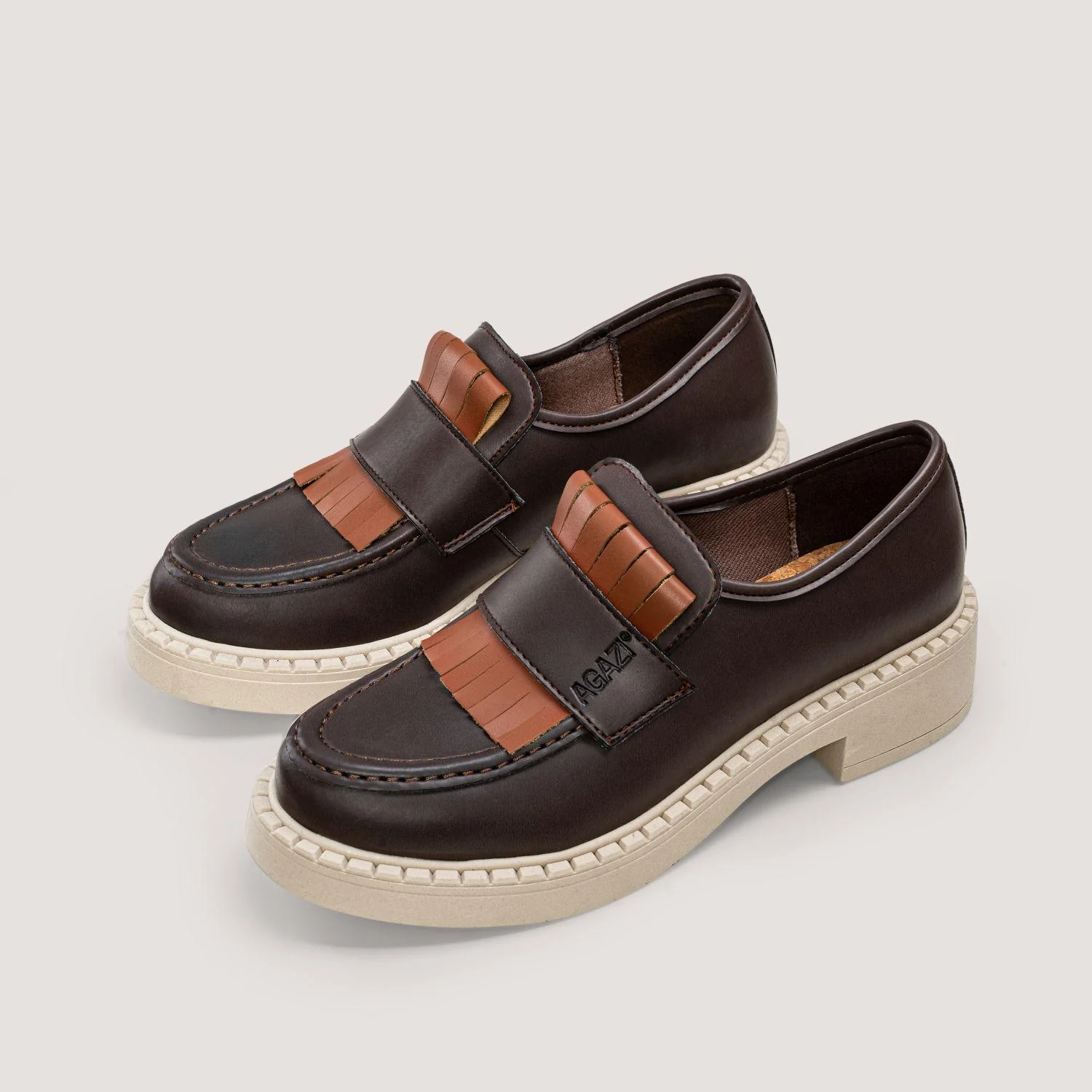 3 in 1 Apple loafers DIANE – chocolate, light sole - Image 4