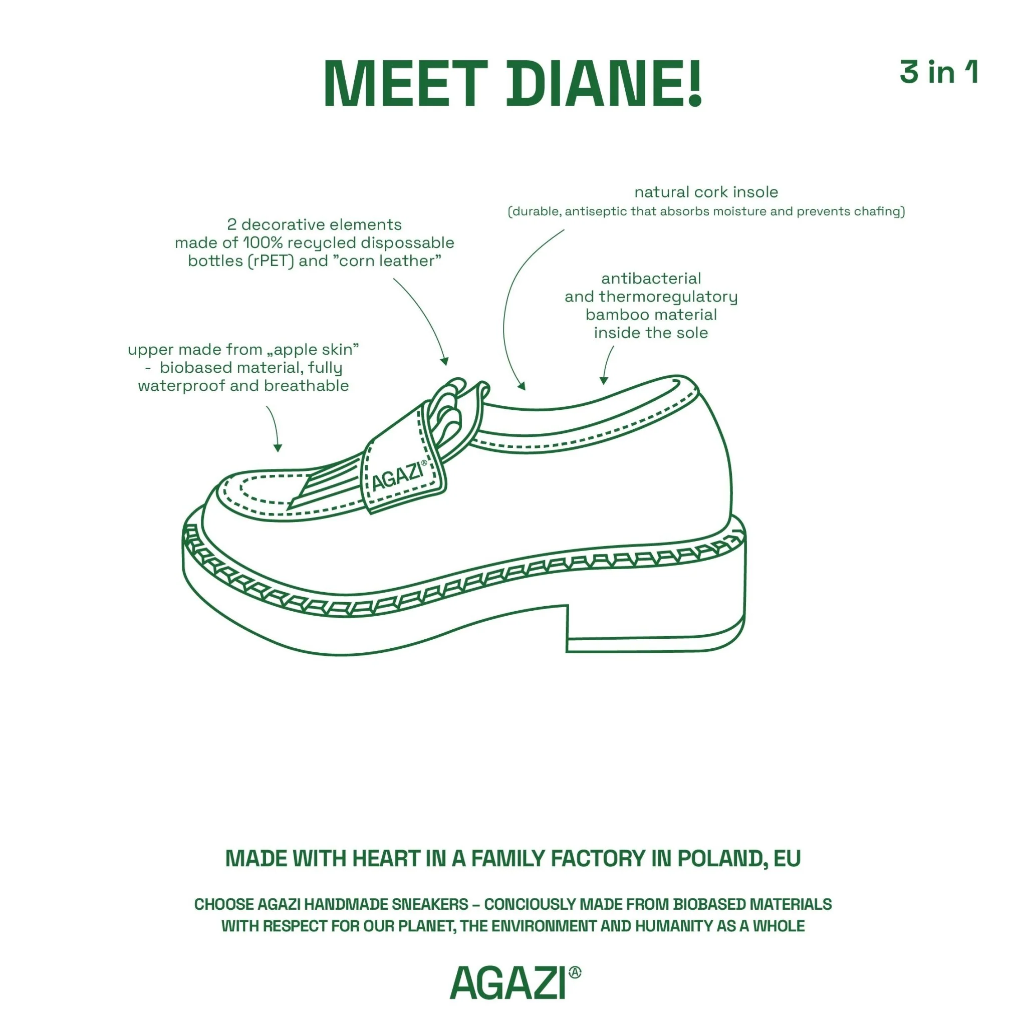 3 in 1 Apple loafers DIANE – chocolate, light sole - Image 9