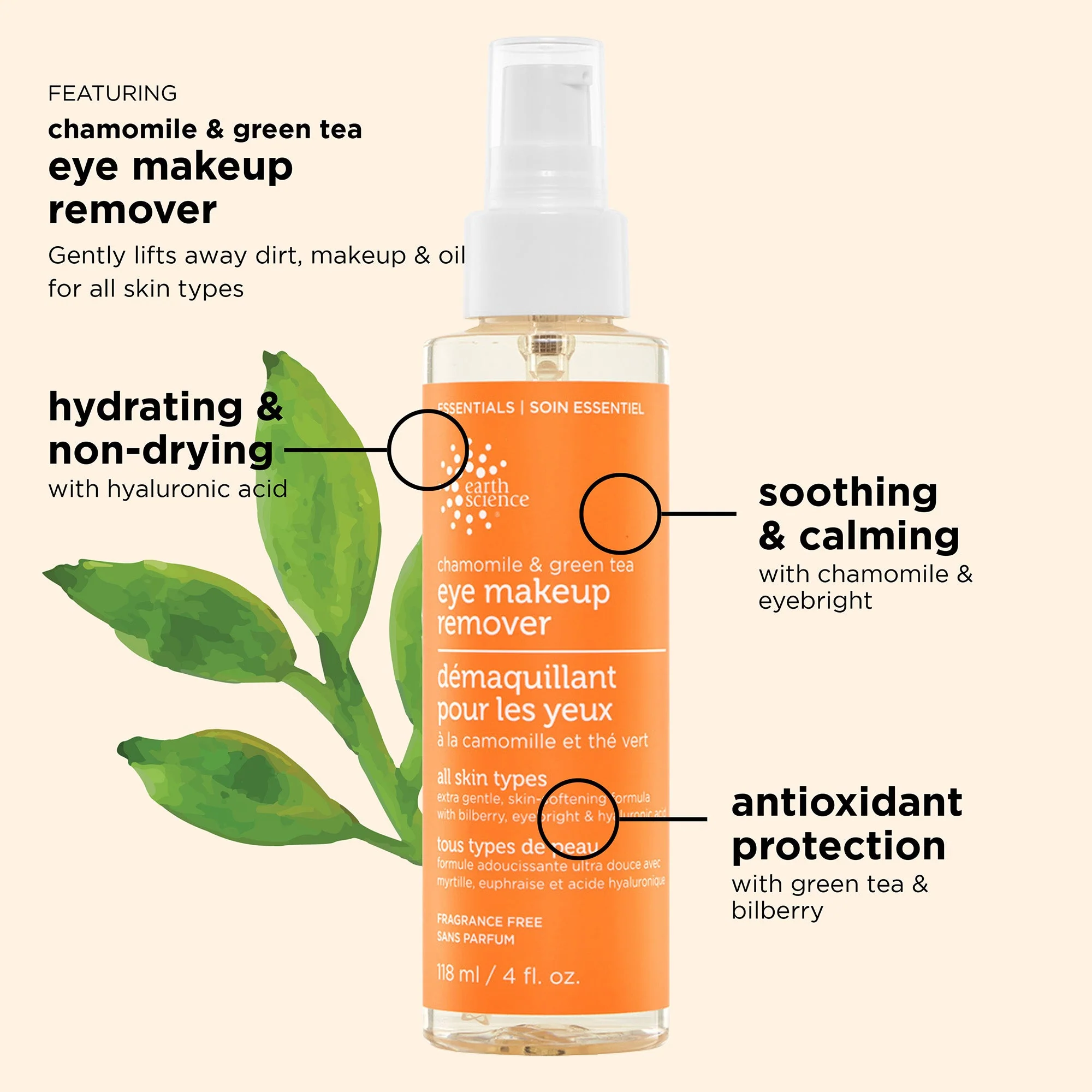 Chamomile & Green Tea Eye Makeup Remover 4 fl. oz. - Image 3