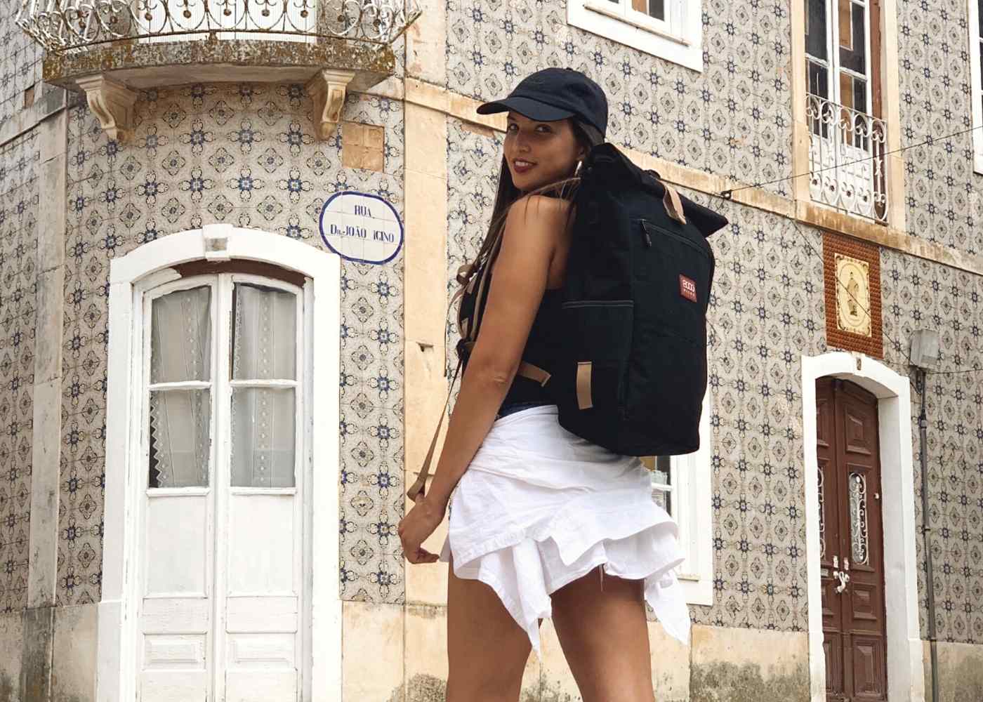 Everyday Hemp Rolltop Backpack in Black - Image 6