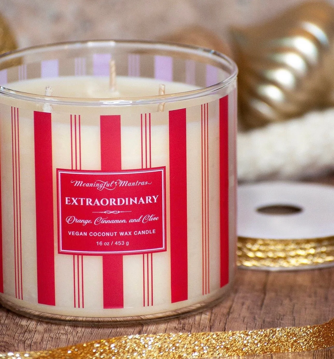 Festive 3-Wick Orange, Cinnamon, & Clove 16oz Candle - Image 2
