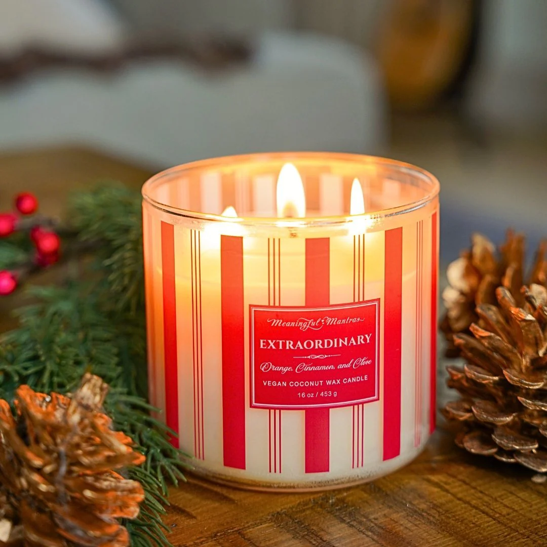 Festive 3-Wick Orange, Cinnamon, & Clove 16oz Candle - Image 3