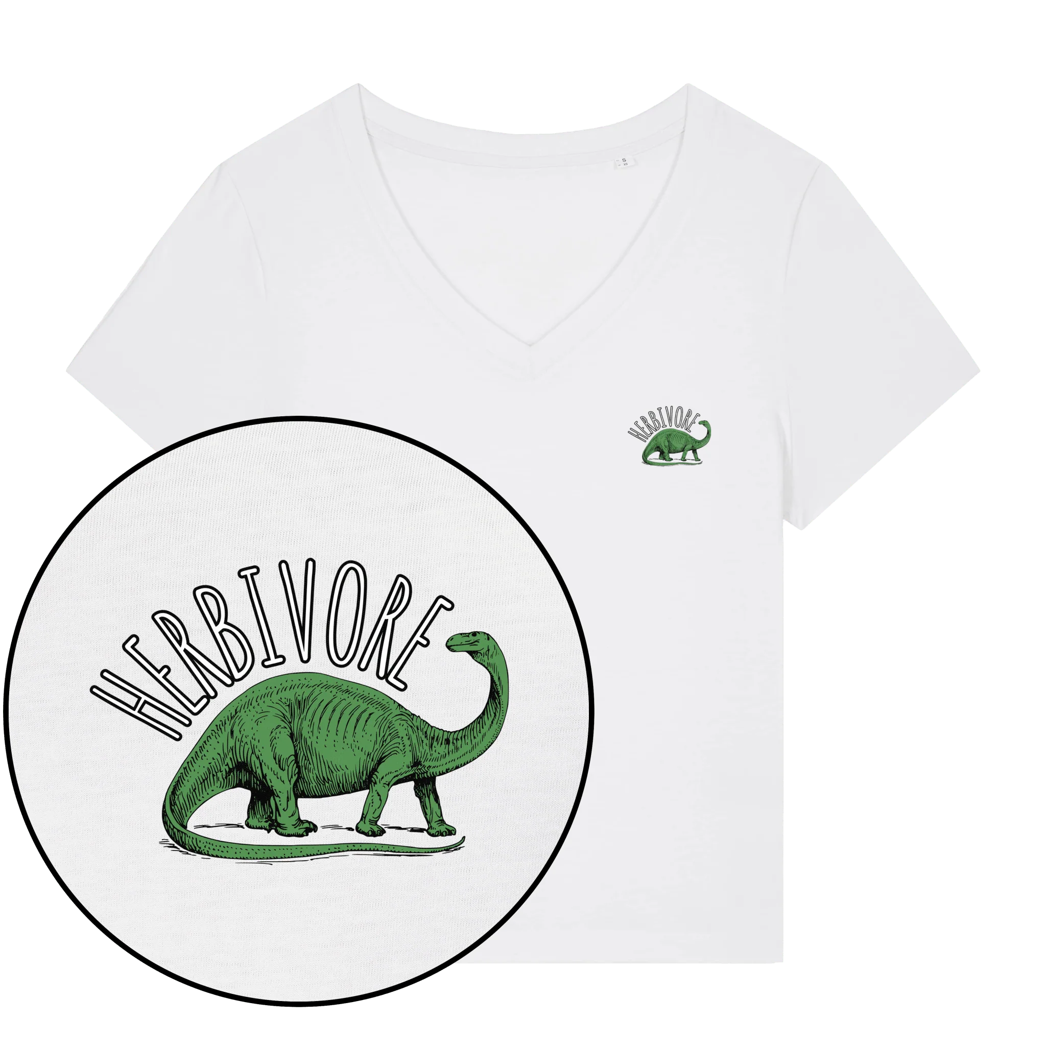Herbivore Brontosaurus Women's V Neck T-Shirt - Image 4