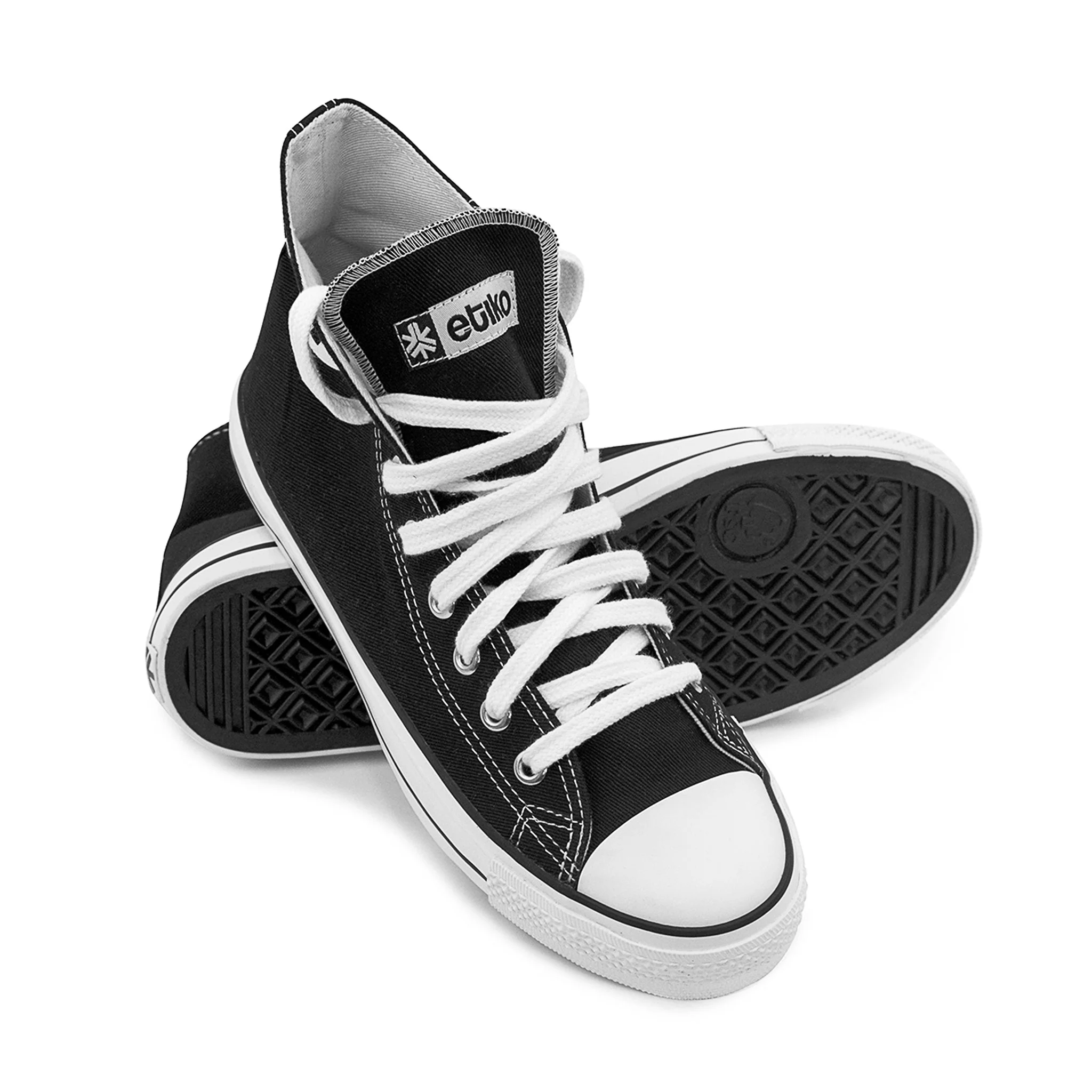 High Top Sneakers, Black & White - Image 6