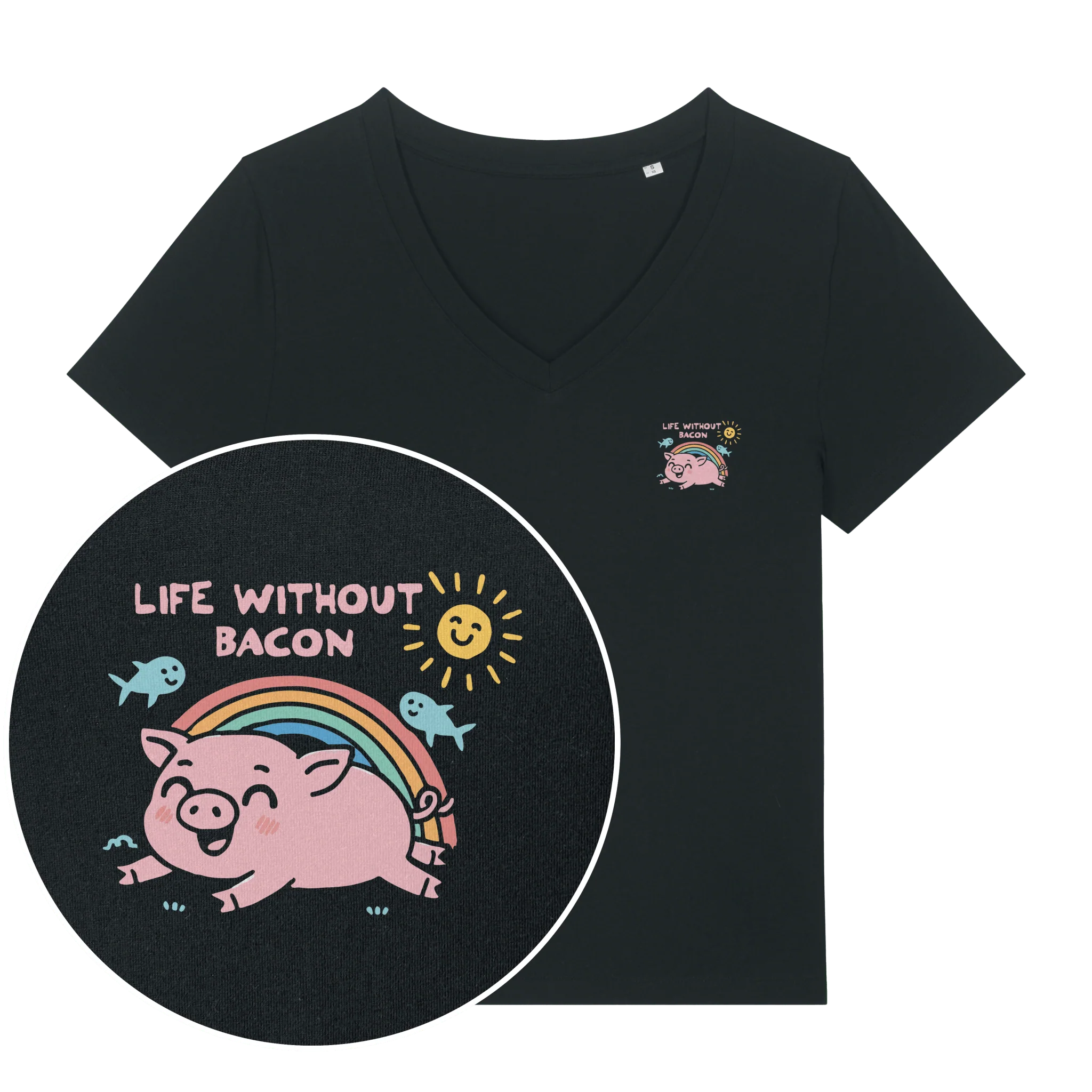Life Without Bacon Women's V Neck T-Shirt - Image 2