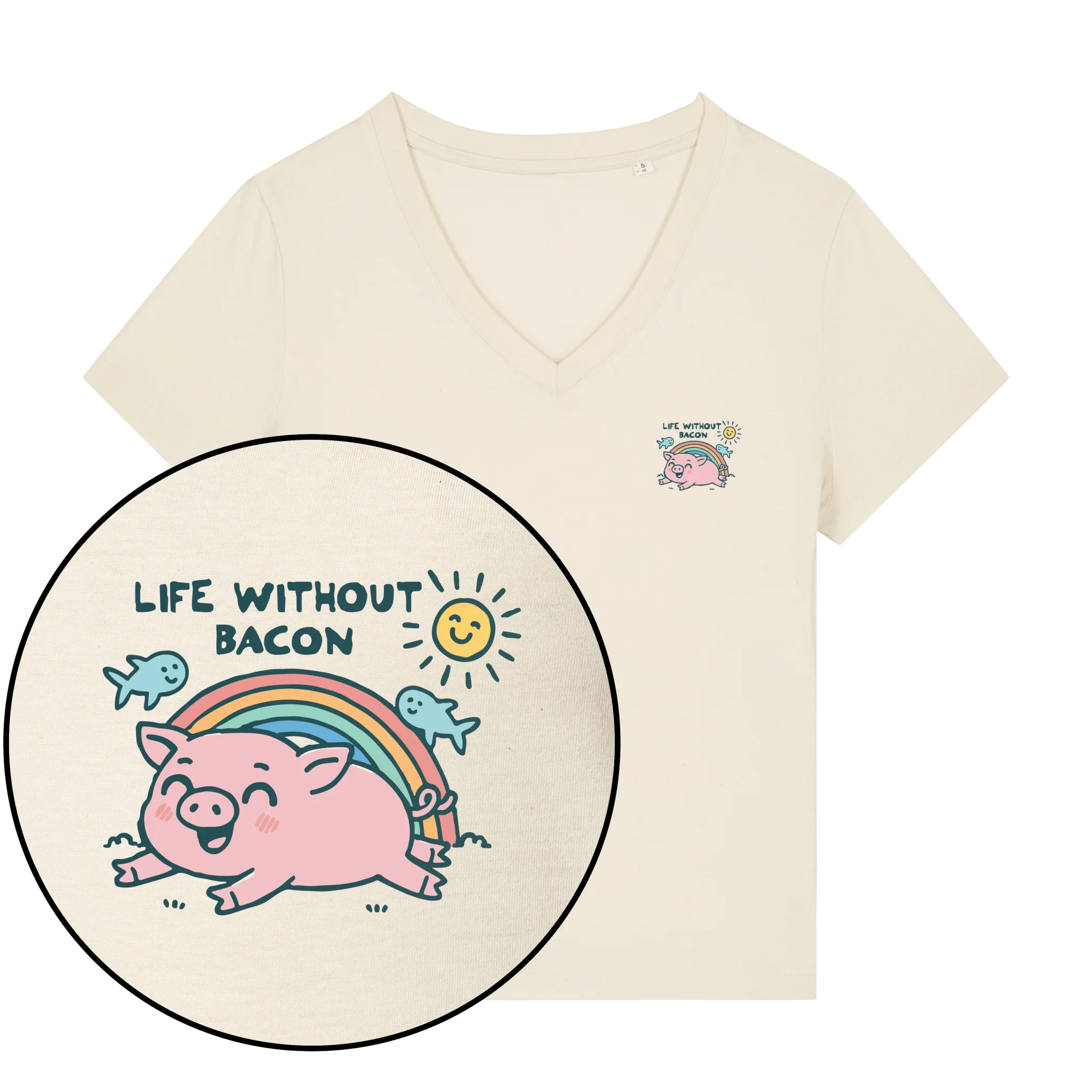 Life Without Bacon Women's V Neck T-Shirt - Image 3