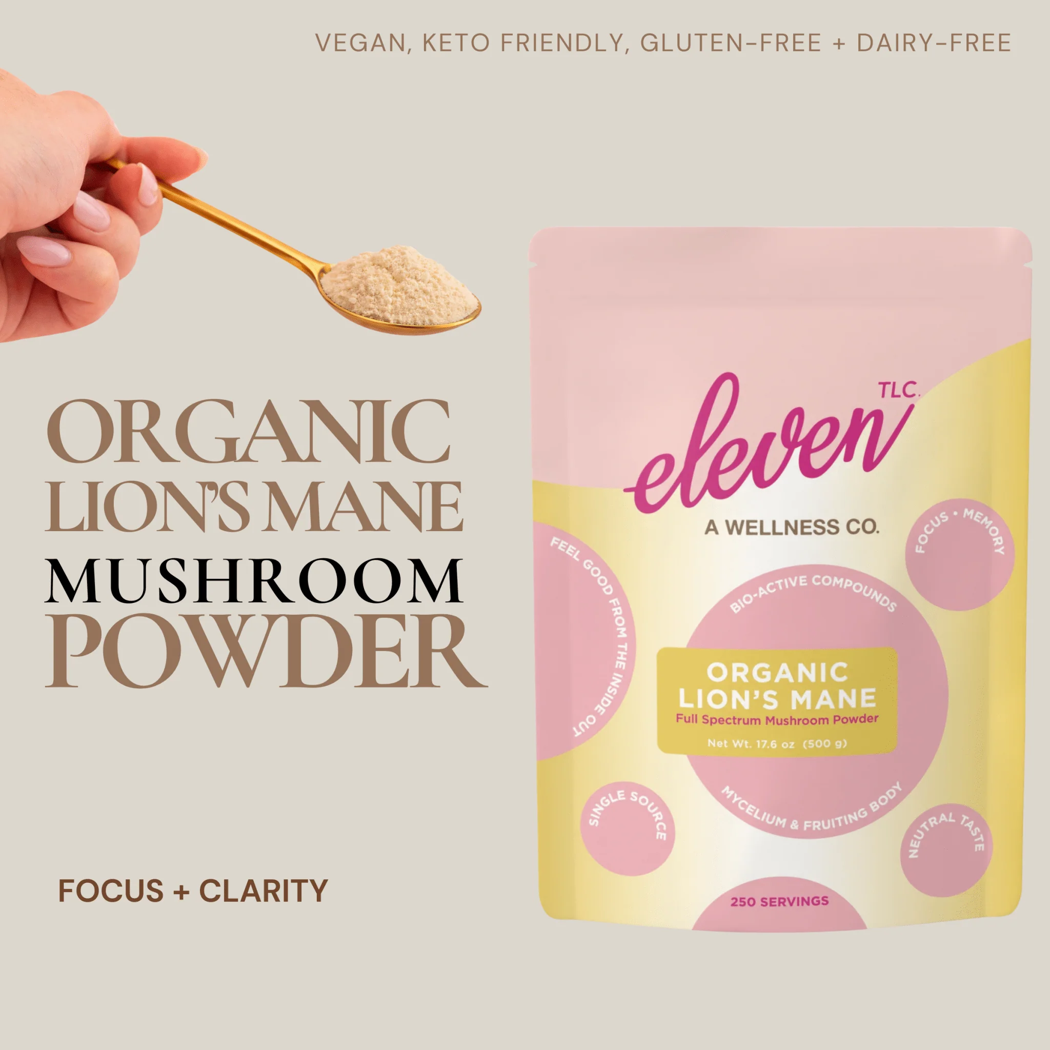 Organic Lion's Mane Mushroom Powder — Foodservice 500g | 250 Servings - Image 2