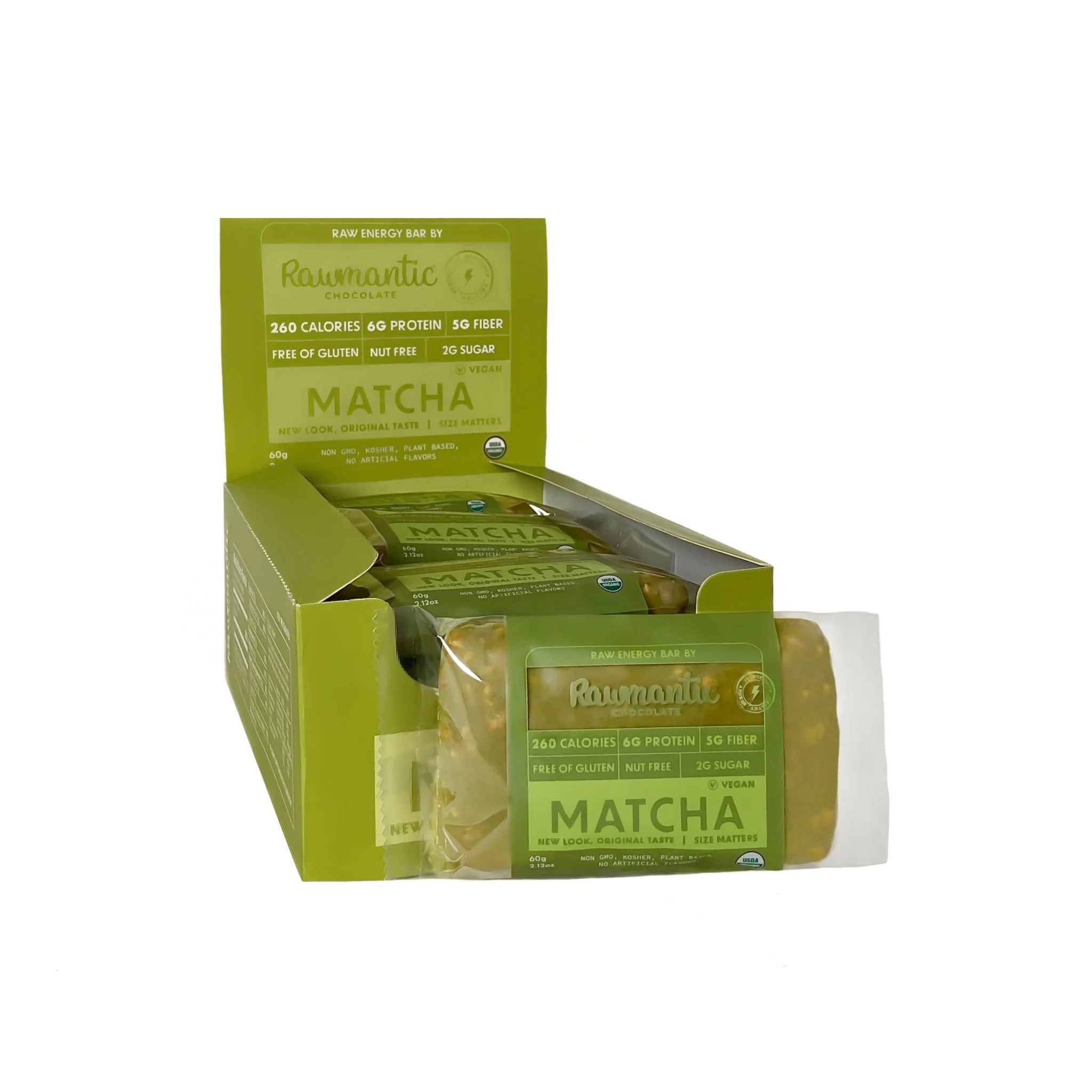 Matcha Vegan Plant Based Protein nutritional Bars. Pack of 12