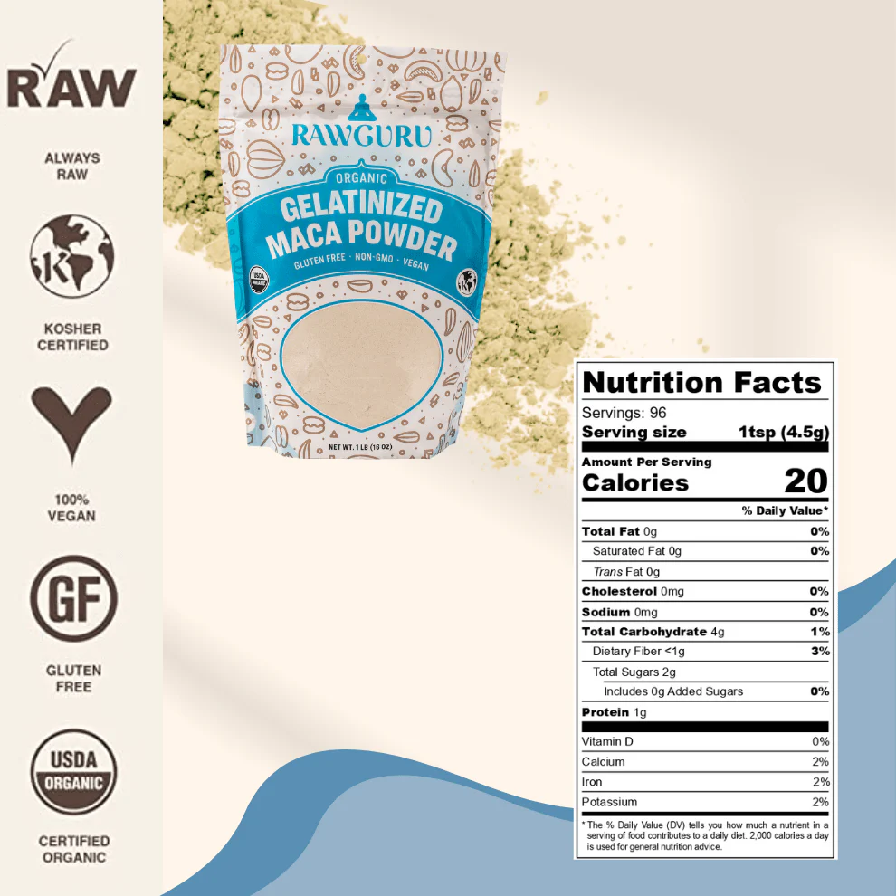 RawGuru Raw Organic Gelatinized Maca Powder - 16 oz - Image 4