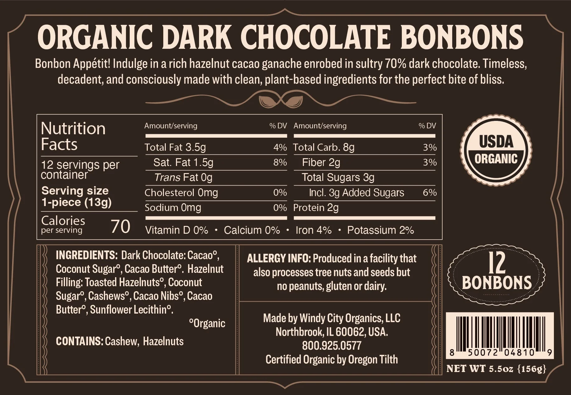Rawmio 70% Dark Chocolate Bonbons, 12 Bonbons - Image 4