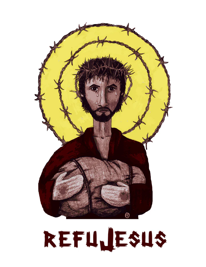REFUJESUS PRINTED T-SHIRT, UNISEX BLACK - Image 3