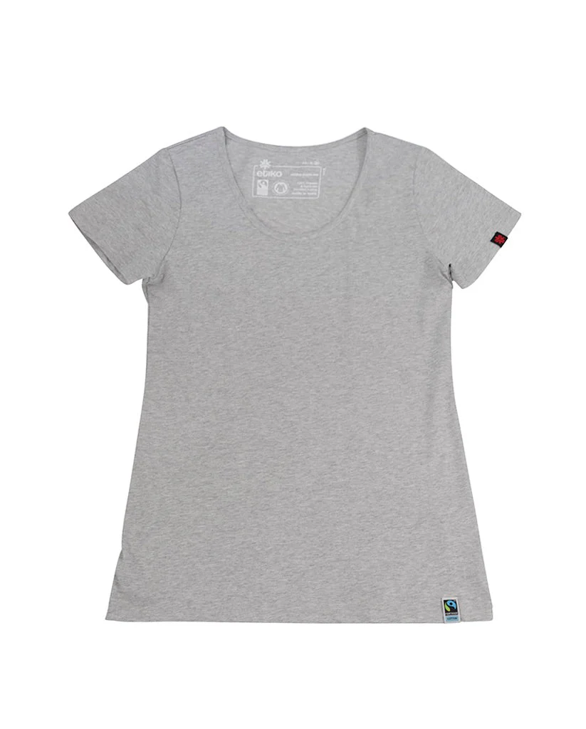 Round Neck T-shirt, Womens Grey Marle - Image 3