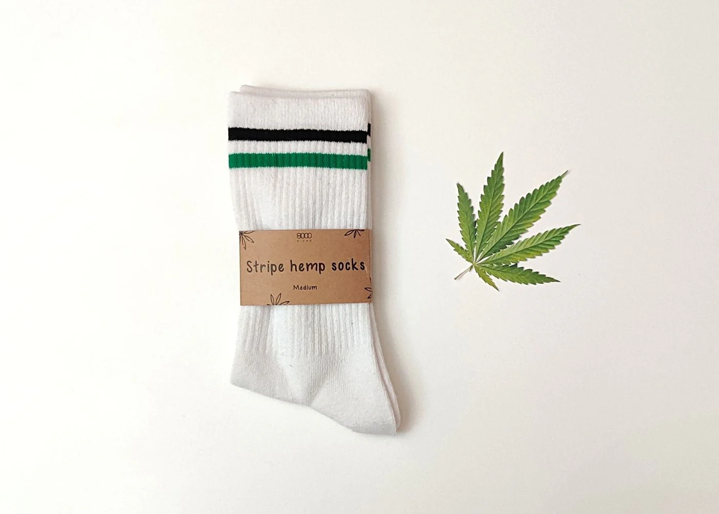 Striped Hemp Socks in White - Image 3