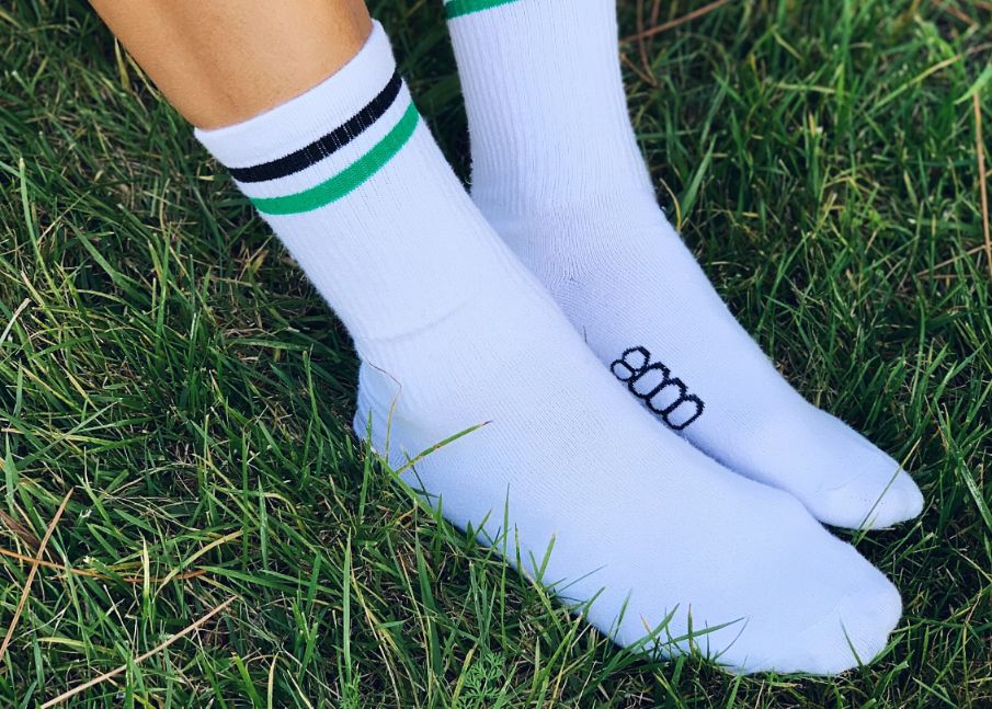 Striped Hemp Socks in White - Image 4