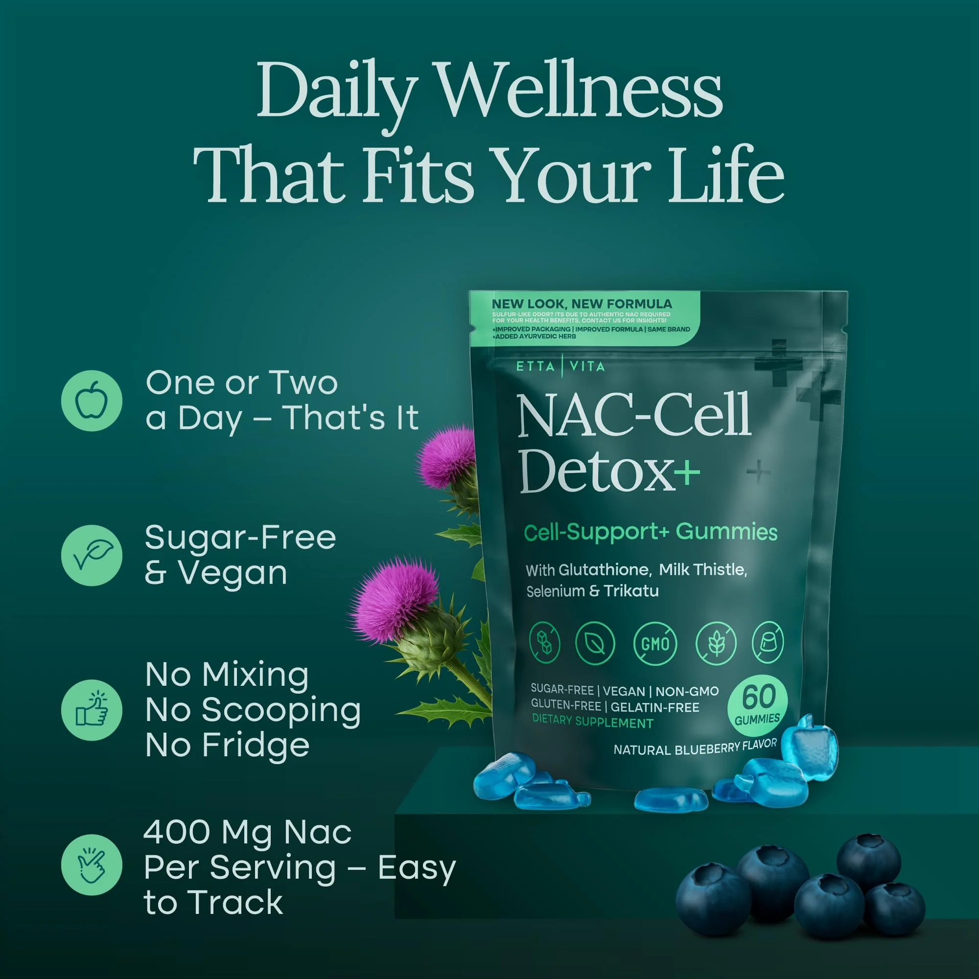 Sugar-Free NAC Gummies, N-Acetyl Cysteine Supplement with Milk Thistle, Glutathione, & Selenium - Image 6