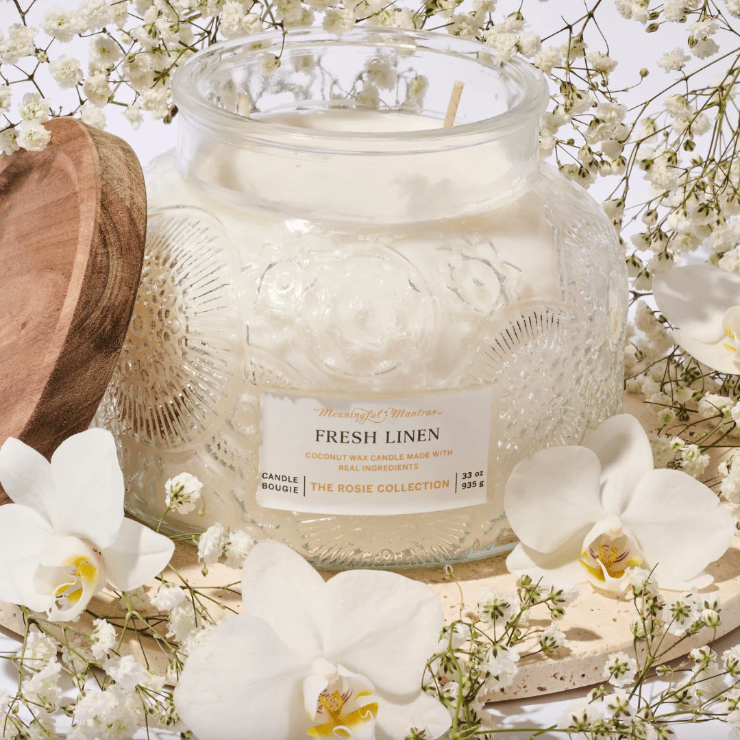 Sunday Reset Fresh Linen Natural Candle 33oz Rosie Collection Luxury Three Wick - Image 2