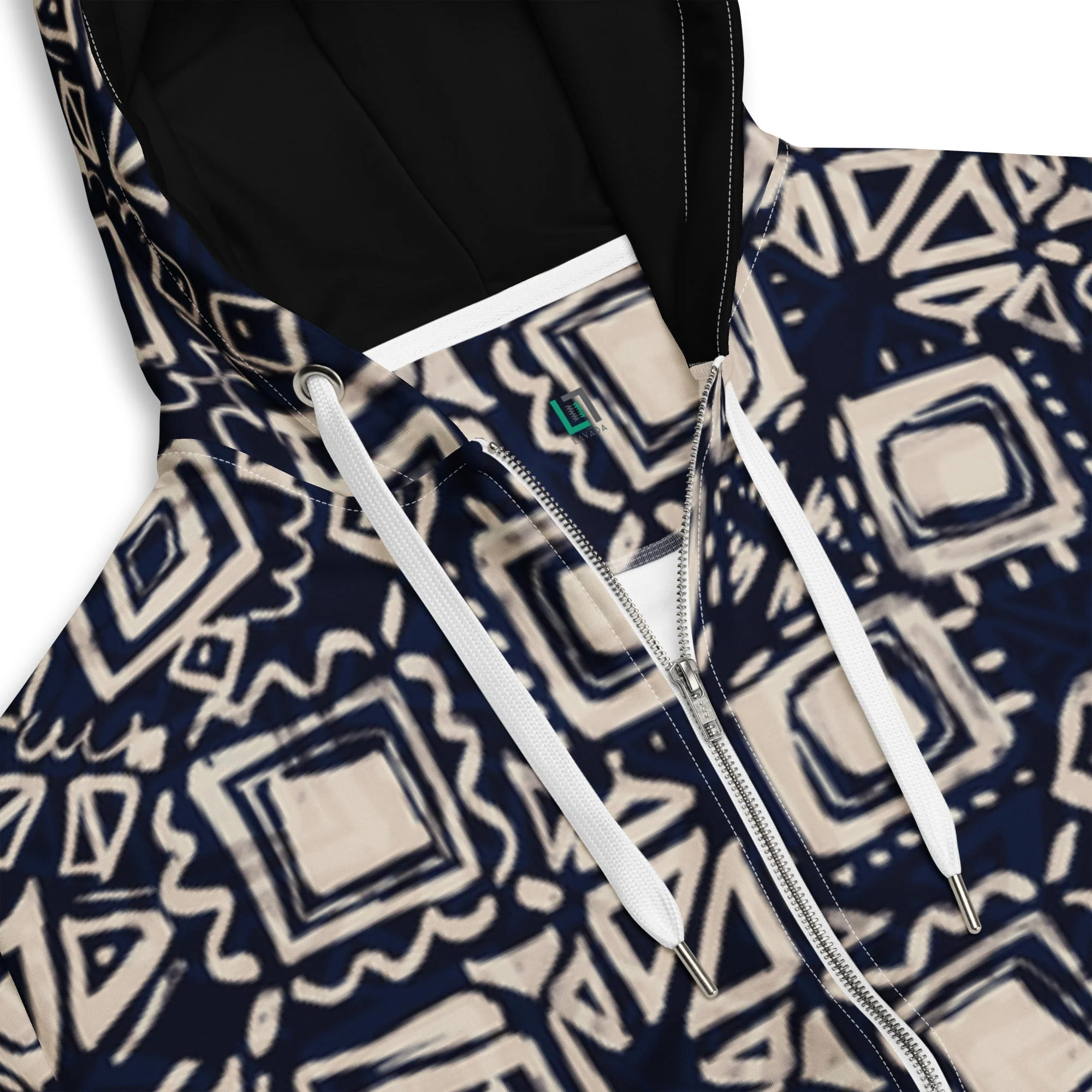 Sustainable Zip Hoodie, Unisex - Tribal Inspired - Image 3