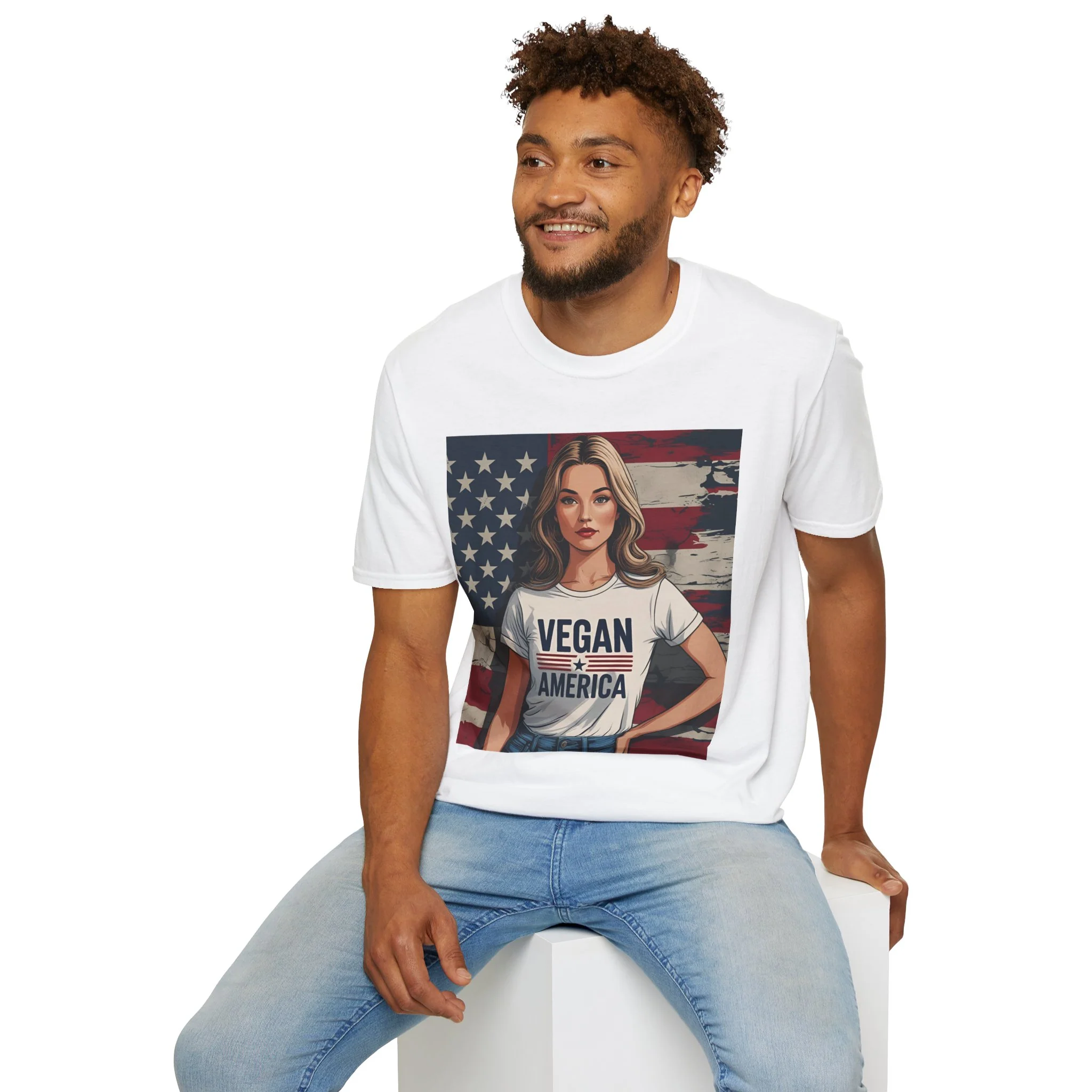 Vegan America T-Shirt | UnisexSoftstyle Tee, Eco-Friendly Fashion, Gift for Vegans, Independence Day Outfit, Casual Wear - Image 17