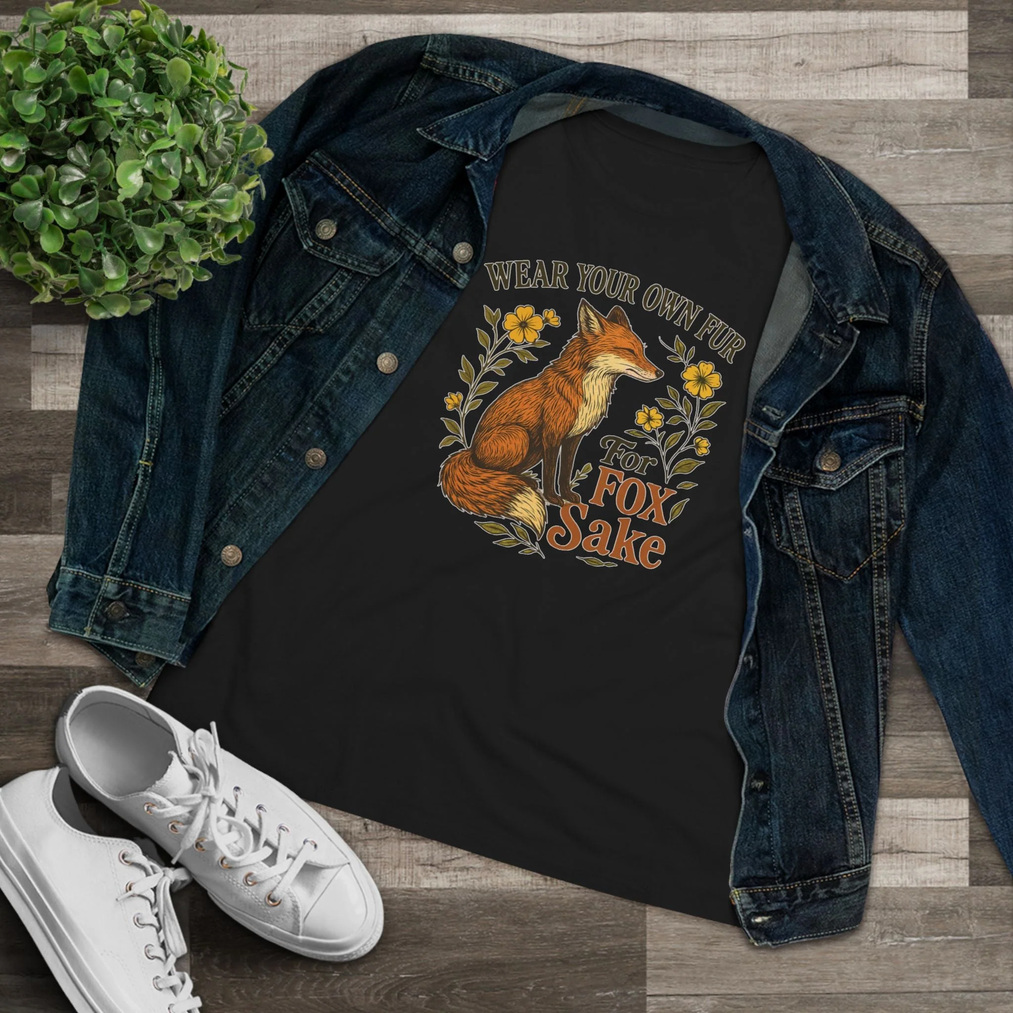 "Wear Your Own Fur For Fox Sake" Vintage Fox Graphic T-Shirt - Image 8